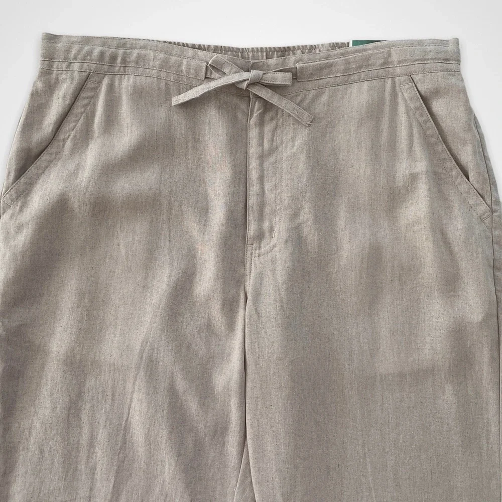 Cubavera Men's Size Large Linen Blend Wide Leg Straight Fit Drawstring Pants NWT